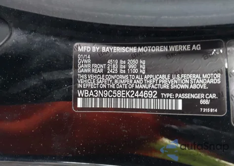 2014 BMW 428I xDrive z USA, uszkodzony, nr VIN WBA3N9C58EK244692